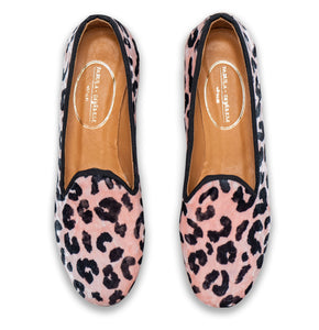 pink leopard velvet slippers